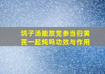 鸽子汤能放党参当归黄芪一起炖吗功效与作用