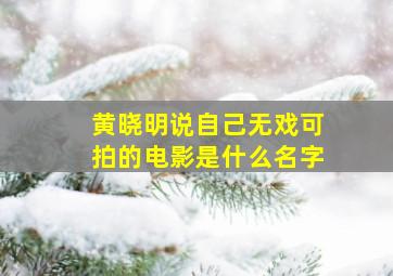 黄晓明说自己无戏可拍的电影是什么名字