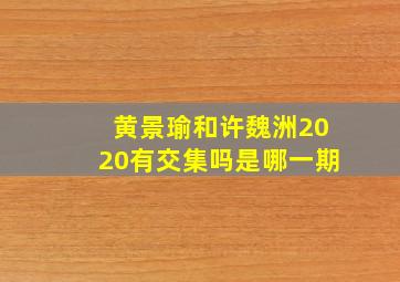 黄景瑜和许魏洲2020有交集吗是哪一期