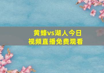 黄蜂vs湖人今日视频直播免费观看