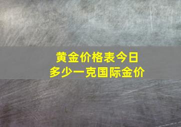 黄金价格表今日多少一克国际金价