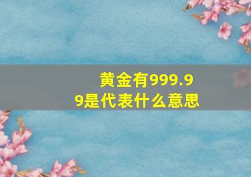 黄金有999.99是代表什么意思