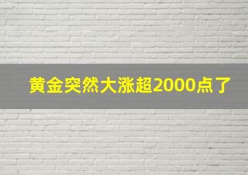 黄金突然大涨超2000点了