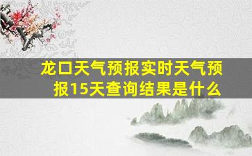 龙口天气预报实时天气预报15天查询结果是什么