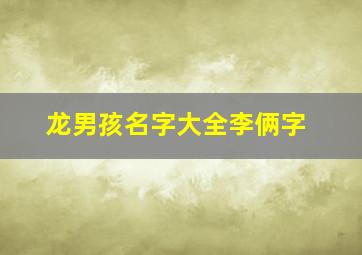 龙男孩名字大全李俩字