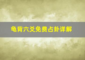 龟背六爻免费占卦详解