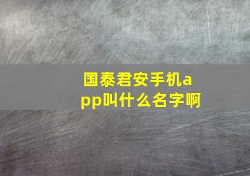 国泰君安手机app叫什么名字啊