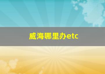 威海哪里办etc